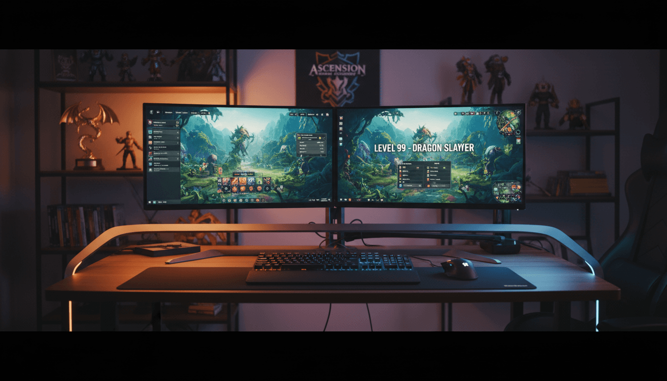 محطة الألعاب المحترفة مع شاشات مزدوجة ومعدات متقدمة