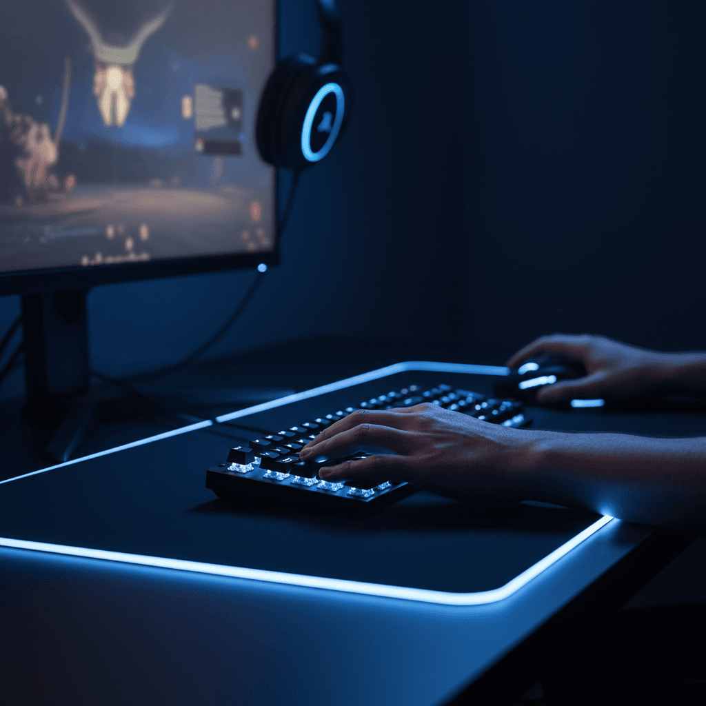 لاعب احترافي يلعب على جهاز الألعاب